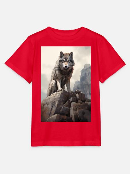 Wolf Illustration - Stanley/Stella Kinder T-Shirt MINI CREATOR  - Rot