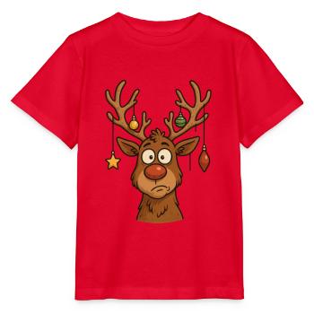 Cerf Rudolph Joyeux Noël doux - T-shirt bio MINI CREATOR Stanley/Stella Enfant - rouge - Devant - Jaiden (125cm)