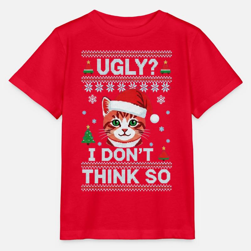 Chat de Noël – Pull de Noël moche - T-shirt bio MINI CREATOR Stanley/Stella Enfant - rouge