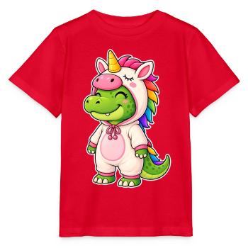 Cute crocodile in unicorn costume - Stanley/Stella MINI CREATOR Kids’ T-Shirt - red - Front - Jaiden (125cm)