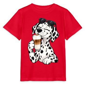 Dalmatiner mit Latte Macchiato - Stanley/Stella Kinder T-Shirt MINI CREATOR  - Rot - Vorne - Jaiden (125cm)
