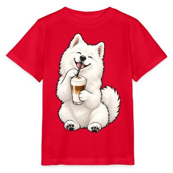 Samojede mit Latte Macchiato - Stanley/Stella Kinder T-Shirt MINI CREATOR  - Rot - Vorne - Jaiden (125cm)