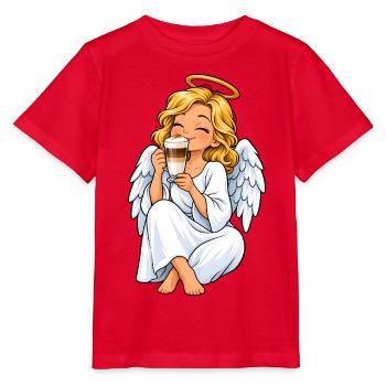 Engel mit Latte Macchiato – Himmlischer Kaffeegenu - Stanley/Stella Kinder T-Shirt MINI CREATOR  - Rot - Vorne - Jaiden (125cm)