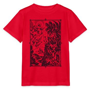 Ritterszene und Drachen im Rahmen - Stanley/Stella Kinder T-Shirt MINI CREATOR  - Rot - Vorne - Jaiden (125cm)