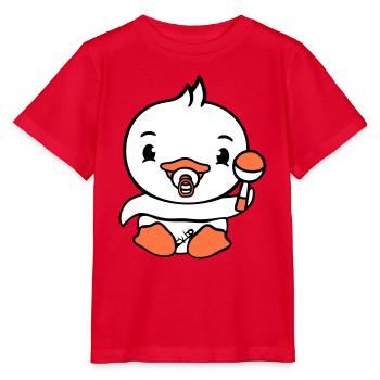 Duck Baby Child Rattle Diaper Cute Pacifier - Stanley/Stella MINI CREATOR Kids’ T-Shirt - red - Front - Jaiden (125cm)
