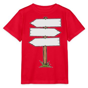 Wooden Signpost Direction Sign - Stanley/Stella MINI CREATOR Kids’ T-Shirt - red - Front - Jaiden (125cm)