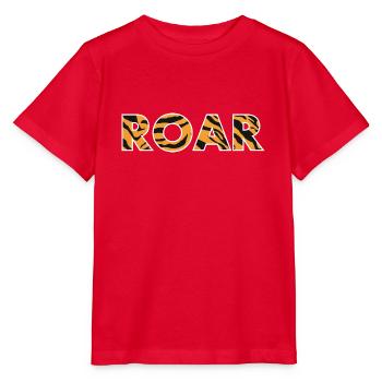 ROAR roar lettering tiger pattern stripes - Stanley/Stella MINI CREATOR Kids’ T-Shirt - red - Front - Jaiden (125cm)