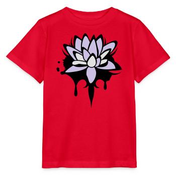 abstraktes Lotos Blüten Seerosen Graffiti - Stanley/Stella Kinder T-Shirt MINI CREATOR  - Rot - Vorne - Jaiden (125cm)