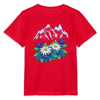 Gebirge Berge Enzian Alpen Berg Tirol Alm - Stanley/Stella Kinder T-Shirt MINI CREATOR  - Rot - Vorne - Jaiden (125cm)