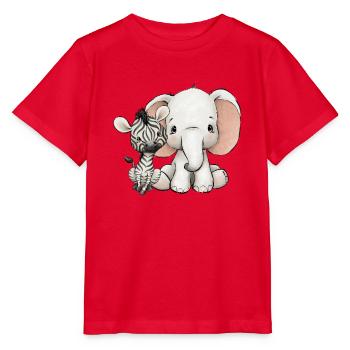 Éléphant et zèbre - T-shirt bio MINI CREATOR Stanley/Stella Enfant - rouge - Devant - Jaiden (125cm)