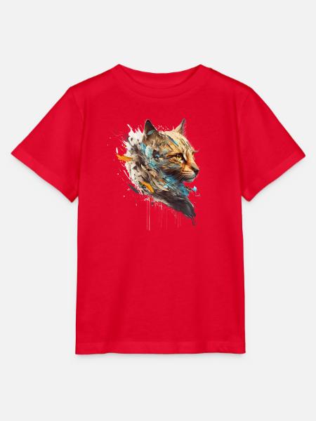 Süße Raubkatze im Seitenprofil - Stanley/Stella Kinder T-Shirt MINI CREATOR - Rot