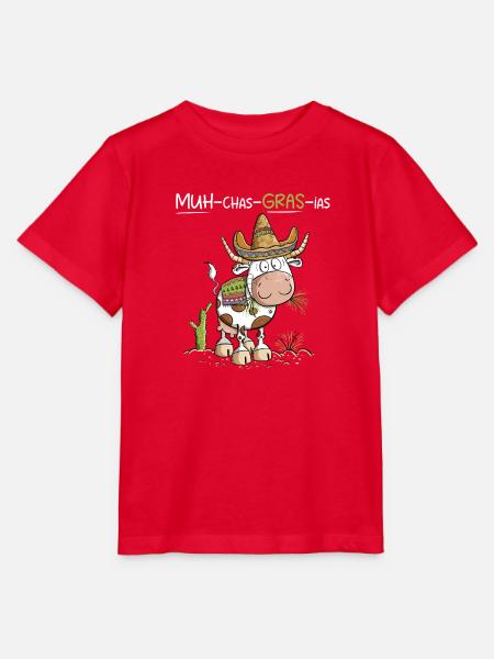 Mexico Kuh Cartoon Danke Wortspiel - Stanley/Stella Kinder T-Shirt MINI CREATOR - Rot
