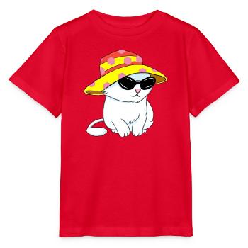 Kätzchen im Strandstil - Stanley/Stella Kinder T-Shirt MINI CREATOR  - Rot - Vorne - Jaiden (125cm)