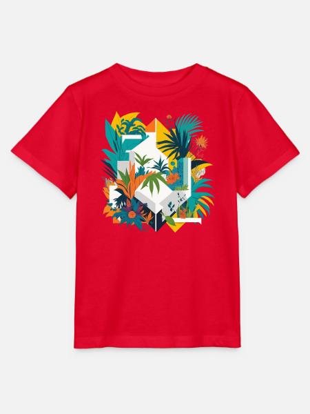 Geometrischer Dschungel - Stanley/Stella Kinder T-Shirt MINI CREATOR  - Rot