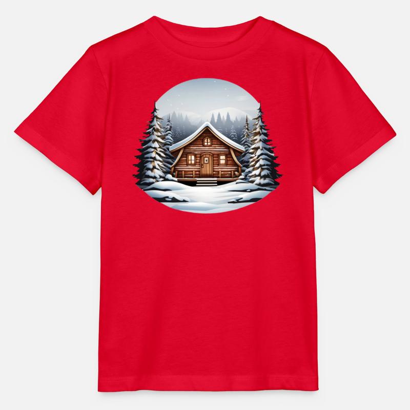 Cabane en bois, cabane de Noël - T-shirt bio MINI CREATOR Stanley/Stella Enfant - rouge