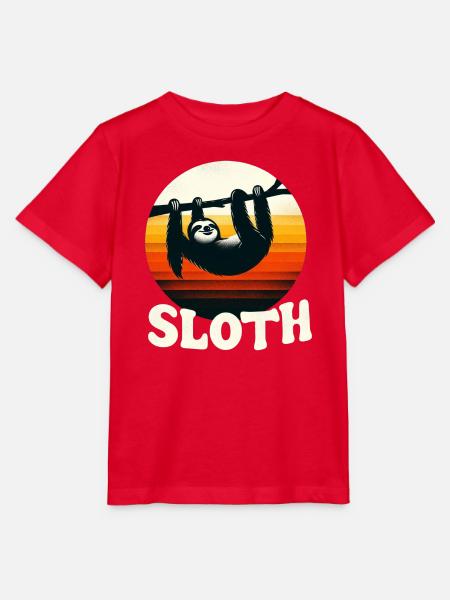 Sloth am Sonnenuntergang - Stanley/Stella Kinder T-Shirt MINI CREATOR - Rot