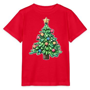 Arbre de Noël festif avec des ornements colorés - T-shirt bio MINI CREATOR Stanley/Stella Enfant - rouge - Devant - Jaiden (125cm)