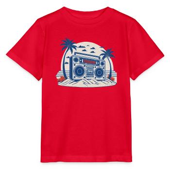 Vintage-Musik-Ghettoblaster - Stanley/Stella Kinder T-Shirt MINI CREATOR  - Rot - Vorne - Jaiden (125cm)