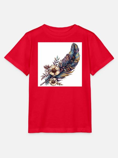 Feder Blumen Schmuck Gras Vogelfeder - Stanley/Stella Kinder T-Shirt MINI CREATOR - Rot