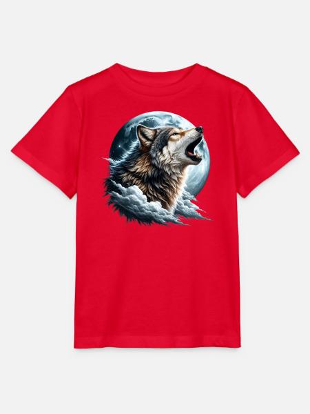 Wolf heult den Vollmond an - Stanley/Stella Kinder T-Shirt MINI CREATOR  - Rot