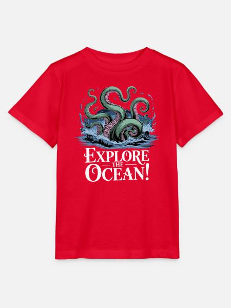 Ozeanischer Oktopus Abenteuer-Design - Stanley/Stella Kinder T-Shirt MINI CREATOR - Rot