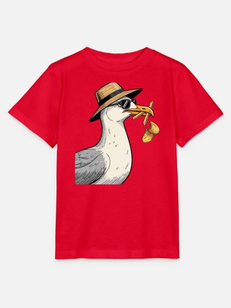 Karikaturer Seemöwe mit Sommerhut - Stanley/Stella Kinder T-Shirt MINI CREATOR  - Rot