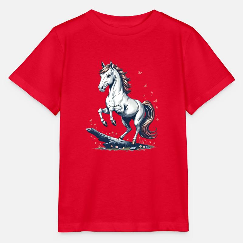 Cheval gris majestueux - T-shirt bio MINI CREATOR Stanley/Stella Enfant - rouge