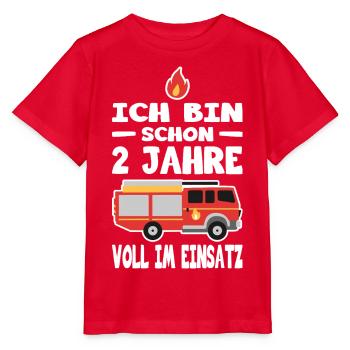 2 Geburtstag Feuerwehr Geschenk Junge 2 Jahre - Stanley/Stella Kinder T-Shirt MINI CREATOR  - Rot - Vorne - Jaiden (125cm)