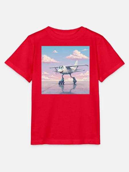 Flugzeug auf Rollschuhen mit einem Lächeln - Stanley/Stella Kinder T-Shirt MINI CREATOR - Rot
