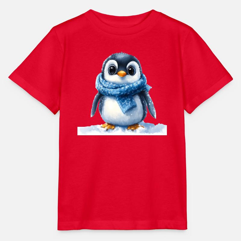Pingouin mignon avec accessoire d’hiver - T-shirt bio MINI CREATOR Stanley/Stella Enfant - rouge