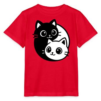 Ying Yang Katzenporträt  - Stanley/Stella Kinder T-Shirt MINI CREATOR  - Rot - Vorne - Jaiden (125cm)