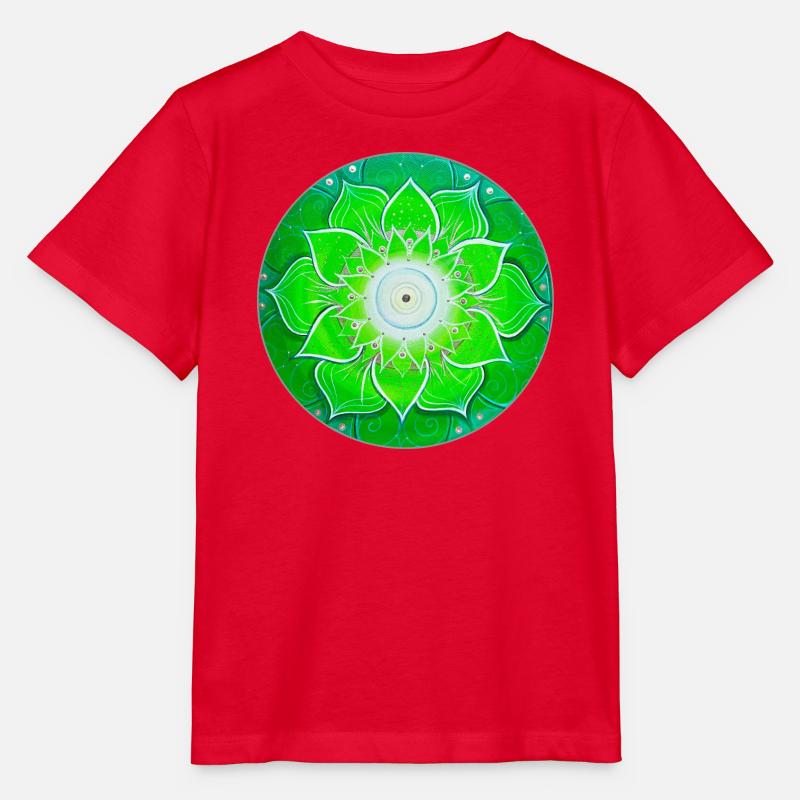 Mandala vert vif avec des feuilles vertes - T-shirt bio MINI CREATOR Stanley/Stella Enfant - rouge