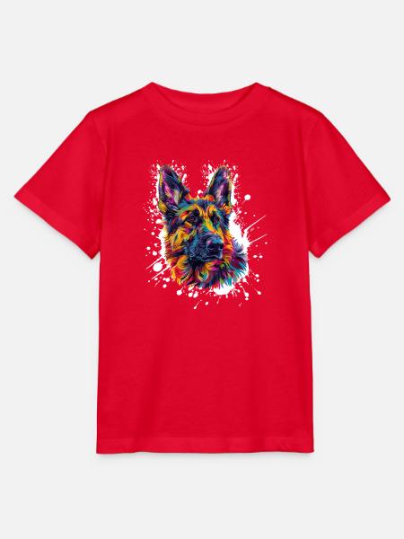 Hund Schäferhund Farbklecks - Stanley/Stella Kinder T-Shirt MINI CREATOR - Rot