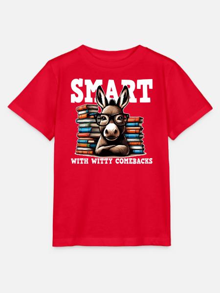 Gelehrter Esel und Stapel Bücher - Stanley/Stella Kinder T-Shirt MINI CREATOR  - Rot
