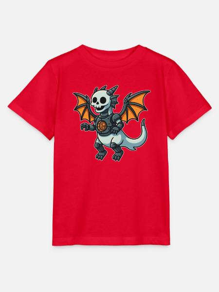 Roboterdrache mit Knochenhelm und Flügeln - Stanley/Stella Kinder T-Shirt MINI CREATOR - Rot