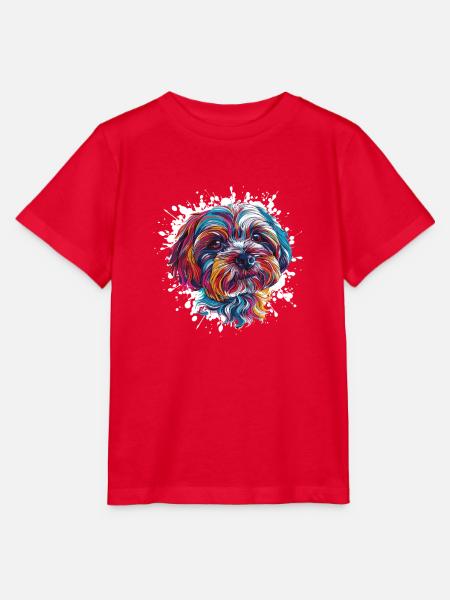 Buntes Hundeporträt  - Stanley/Stella Kinder T-Shirt MINI CREATOR  - Rot