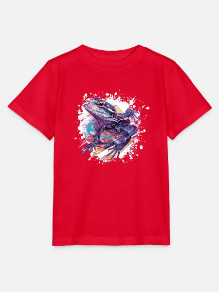 Frosch Farbklecks Kunst - Stanley/Stella Kinder T-Shirt MINI CREATOR  - Rot