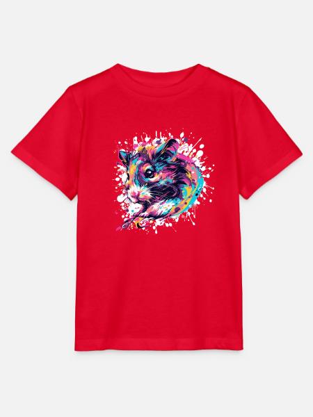 Bunte Farbsplash Hase - Stanley/Stella Kinder T-Shirt MINI CREATOR - Rot