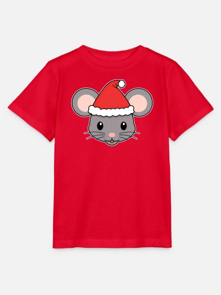 Weihnachtsmaus mit Santa-Hut - Stanley/Stella Kinder T-Shirt MINI CREATOR - Rot