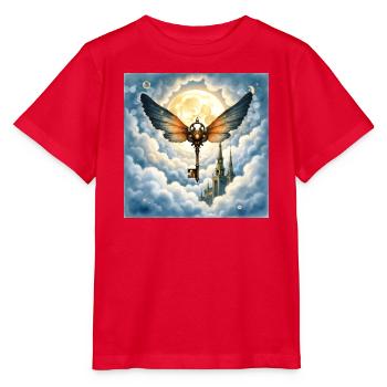 Geflügelter Schlüssel am Nachthimmel - Stanley/Stella Kinder T-Shirt MINI CREATOR  - Rot - Vorne - Jaiden (125cm)