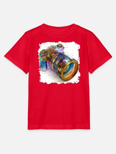 Digitalkamera als CAD-Design Blaupause - Stanley/Stella Kinder T-Shirt MINI CREATOR - Rot