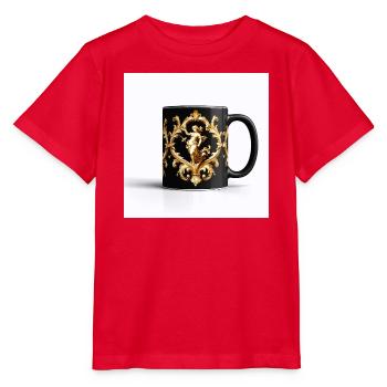 Barocke goldene Figur auf einer schwarzen Tasse - Stanley/Stella Kinder T-Shirt MINI CREATOR  - Rot - Vorne - Jaiden (125cm)