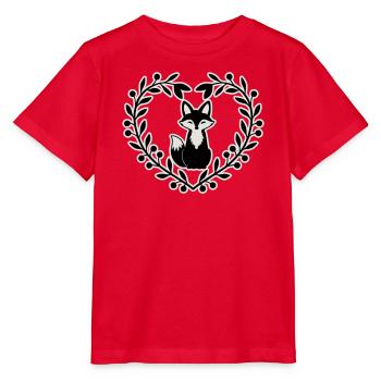 Niedlicher Fuchs im Blätterkranz – Handgezeichnete - Stanley/Stella Kinder T-Shirt MINI CREATOR  - Rot - Vorne - Jaiden (125cm)