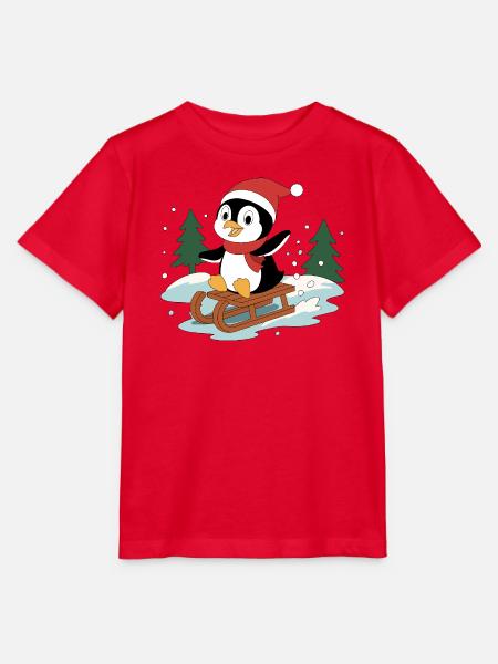 Pinguin Pino auf Schlitten - Stanley/Stella Kinder T-Shirt MINI CREATOR - Rot
