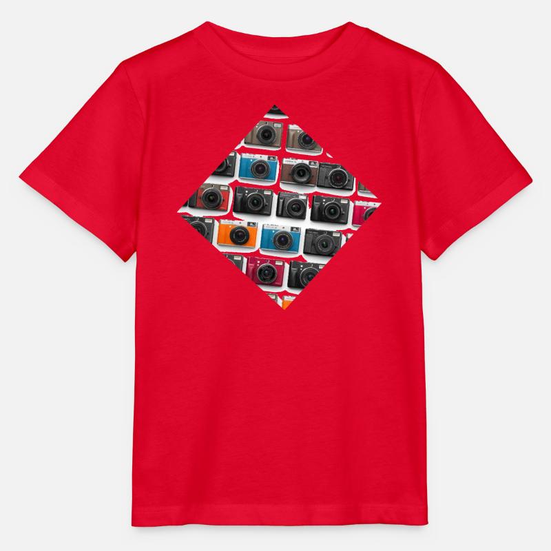 Colorful camera pattern print - Stanley/Stella MINI CREATOR Kids’ T-Shirt - red