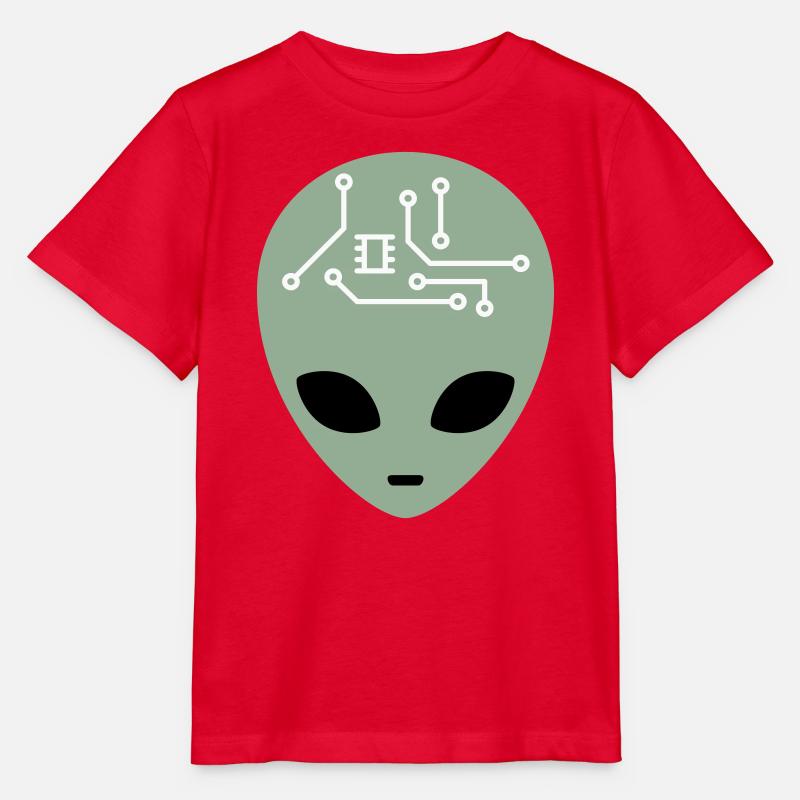 Alien Head avec circuits (trois couleurs) - T-shirt bio MINI CREATOR Stanley/Stella Enfant - rouge