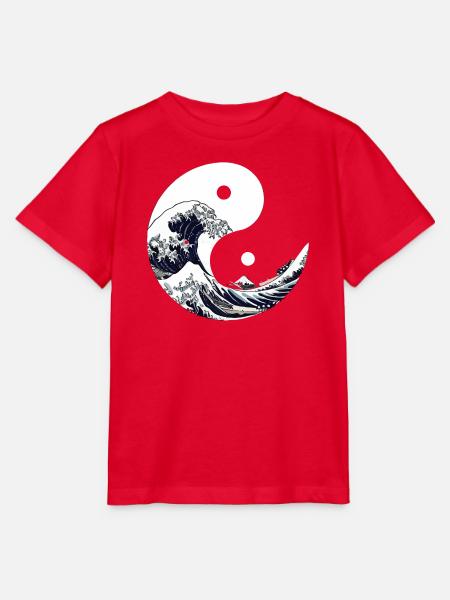Yin-yang-Welle Kanagawa - Stanley/Stella Kinder T-Shirt MINI CREATOR  - Rot