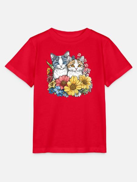 Katzen im Blütenkranz - Stanley/Stella Kinder T-Shirt MINI CREATOR - Rot