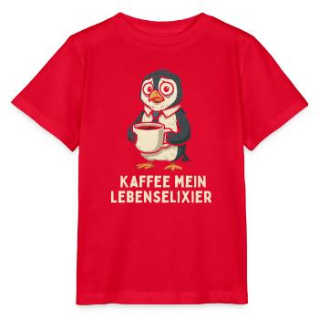 Coffee Elixir of Life Penguin - Stanley/Stella MINI CREATOR Kids’ T-Shirt - red - Front - Jaiden (125cm)