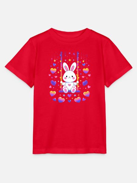 Hasen-Swing mit Herzen - Stanley/Stella Kinder T-Shirt MINI CREATOR - Rot